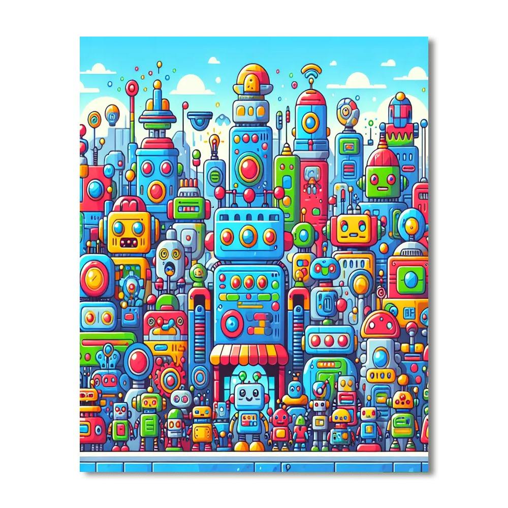 Adventures In Robot City Paint By Numbers