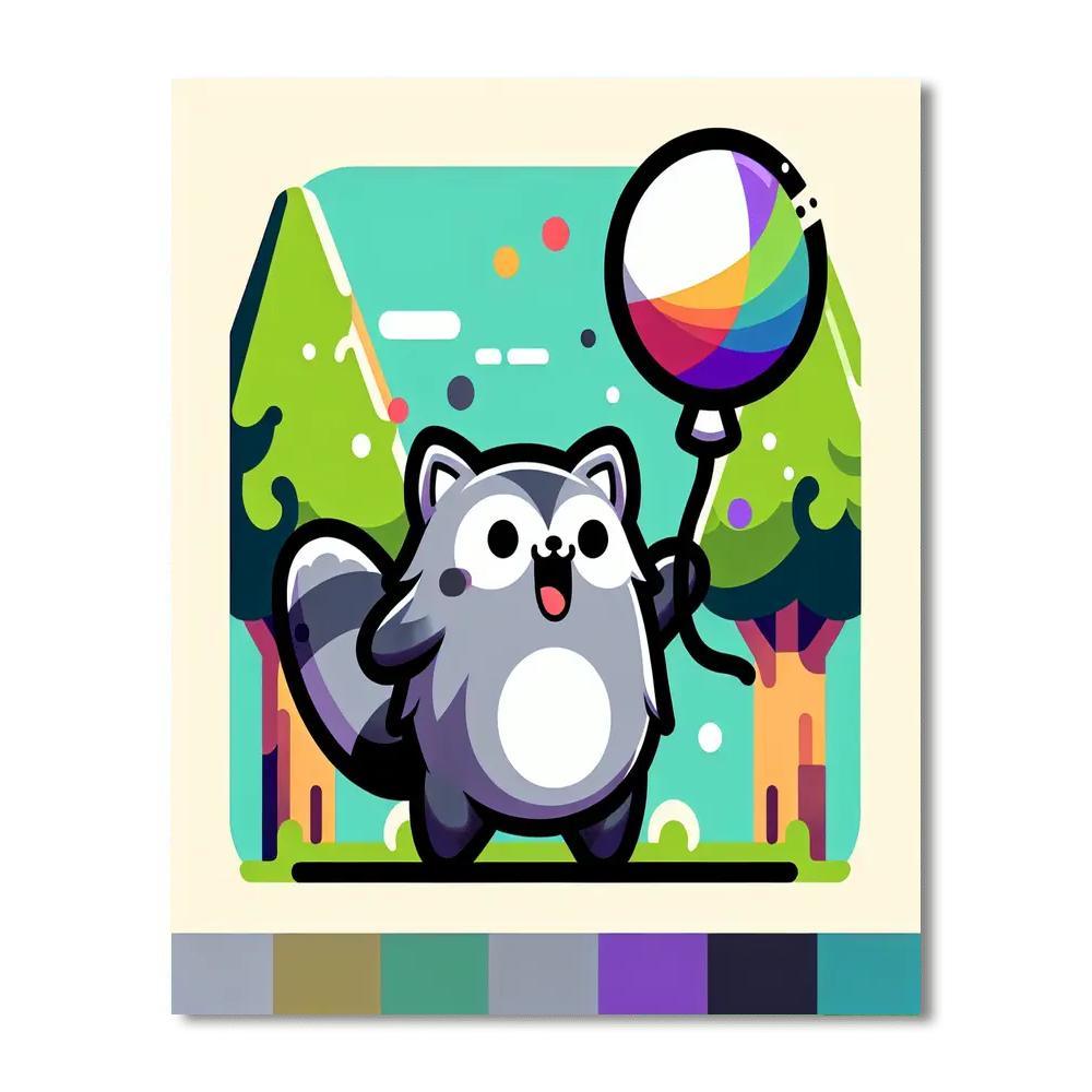 Energetic Raccoon Painting By Numbers Kit