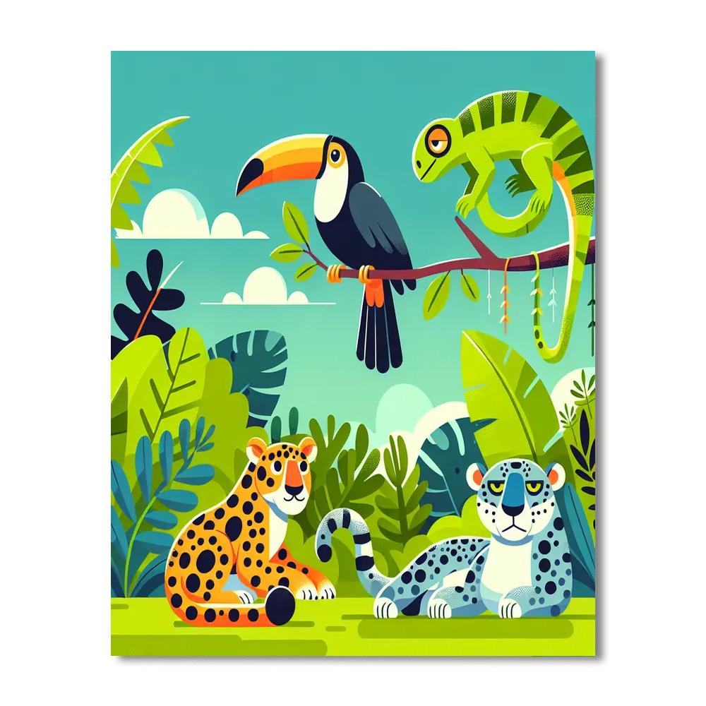 Mystical Jungle Exploration Number Painting