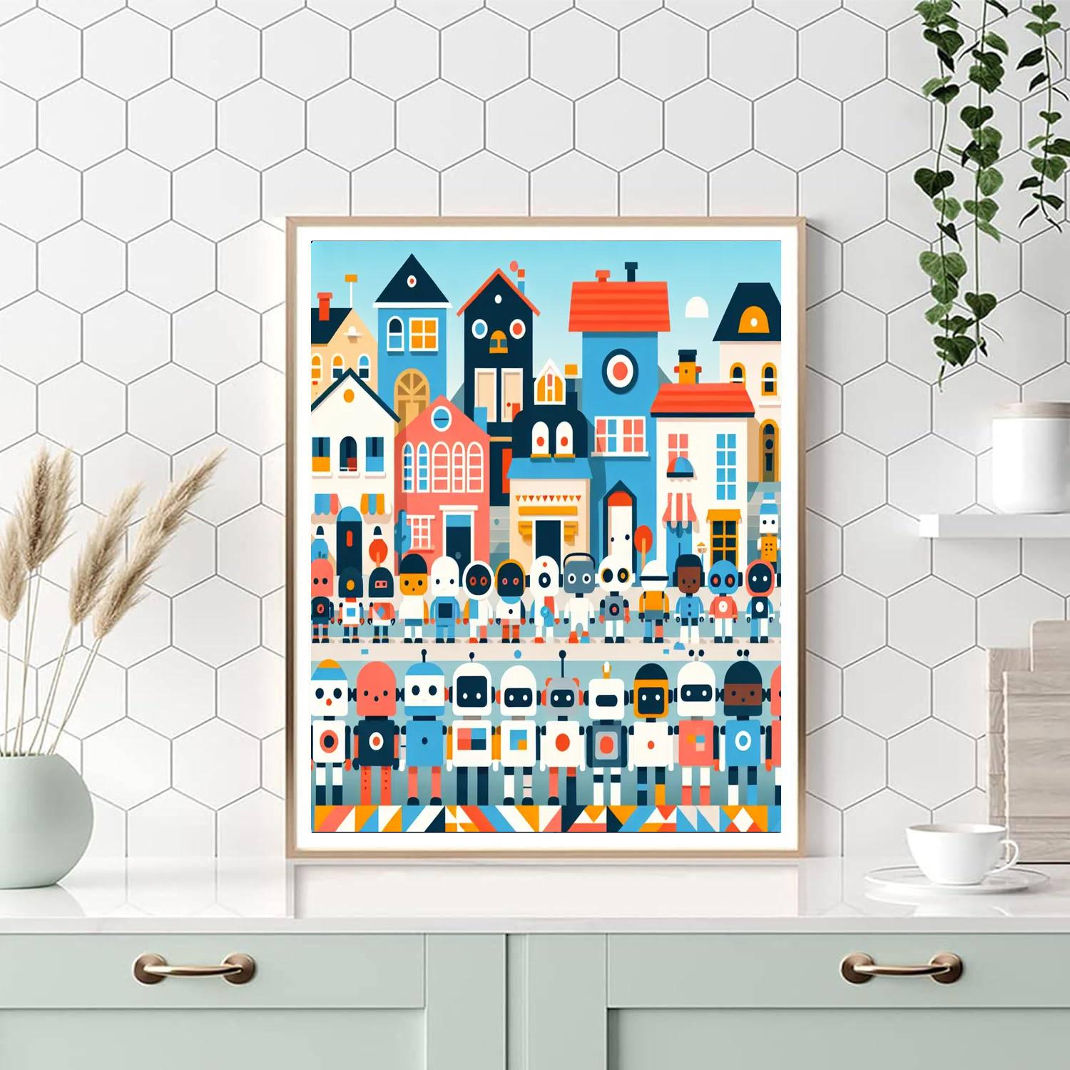 Robot Town Paint By Numbers Art