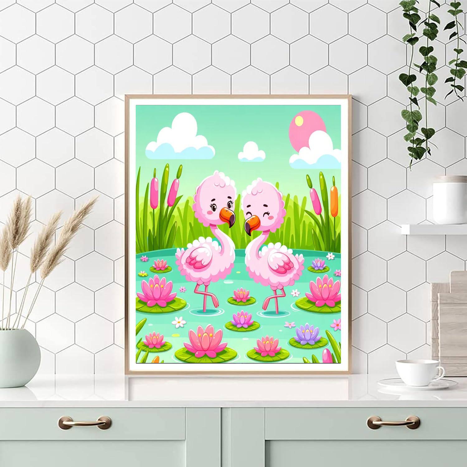 Fluffy Flamingos Paint By Numbers Art