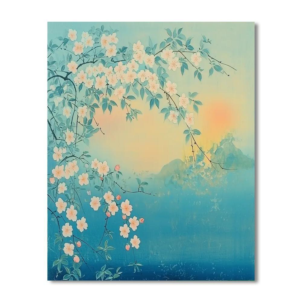 Utagawa Hiroshige Inspired Whispering Blossoms At Dawn  Number Painting
