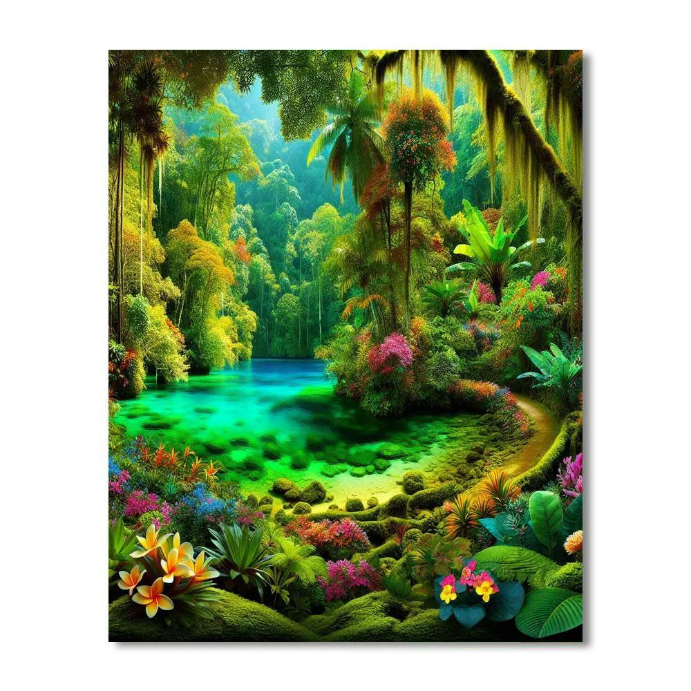 Tropical Lagoon Paradise Paint By Numbers Art