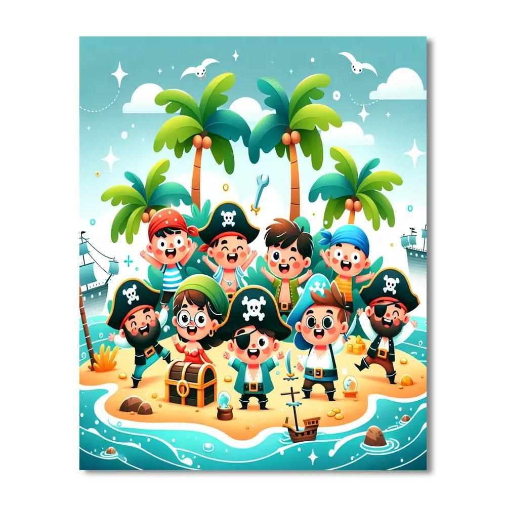 Pirate's Treasure Adventure Paint By Numbers Art