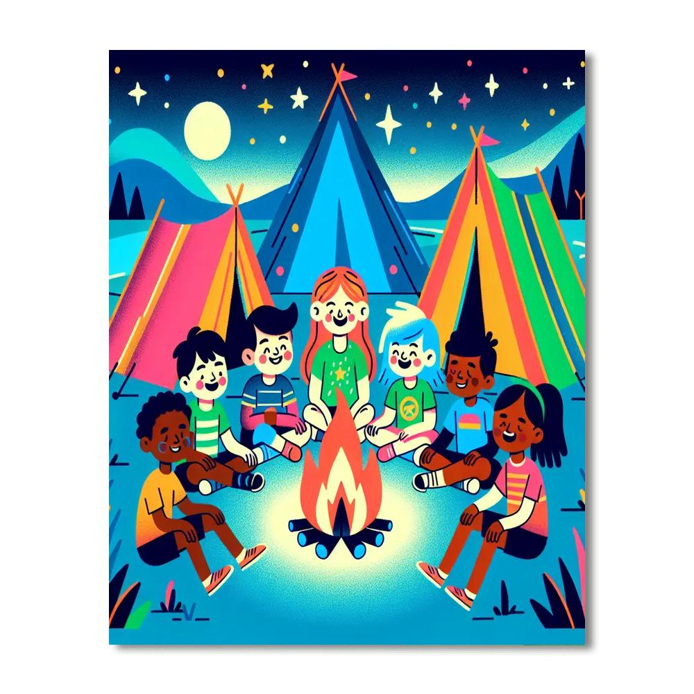 Moonlit Camping Paint By Numbers Art