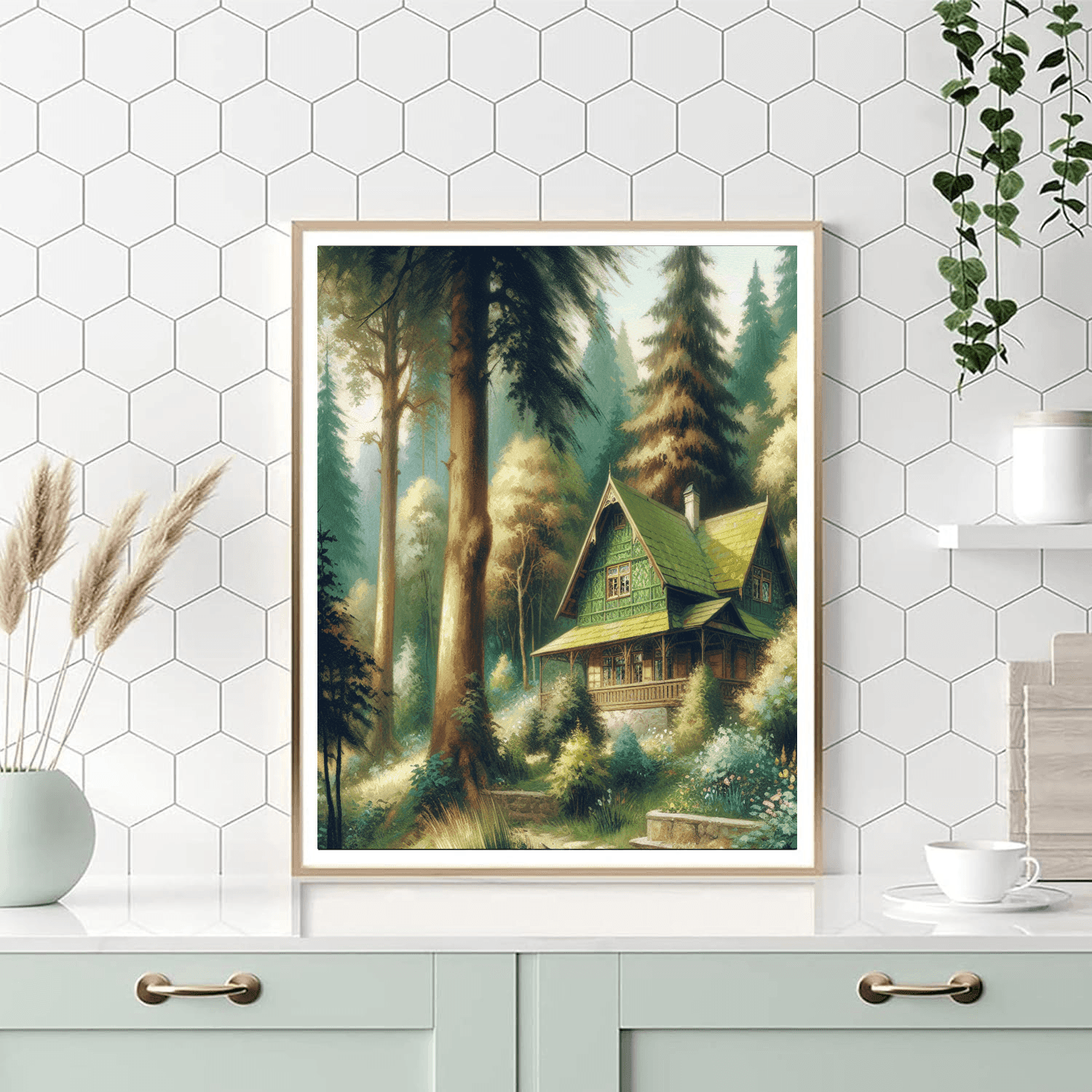 Charming Forest Cottage Number Painting