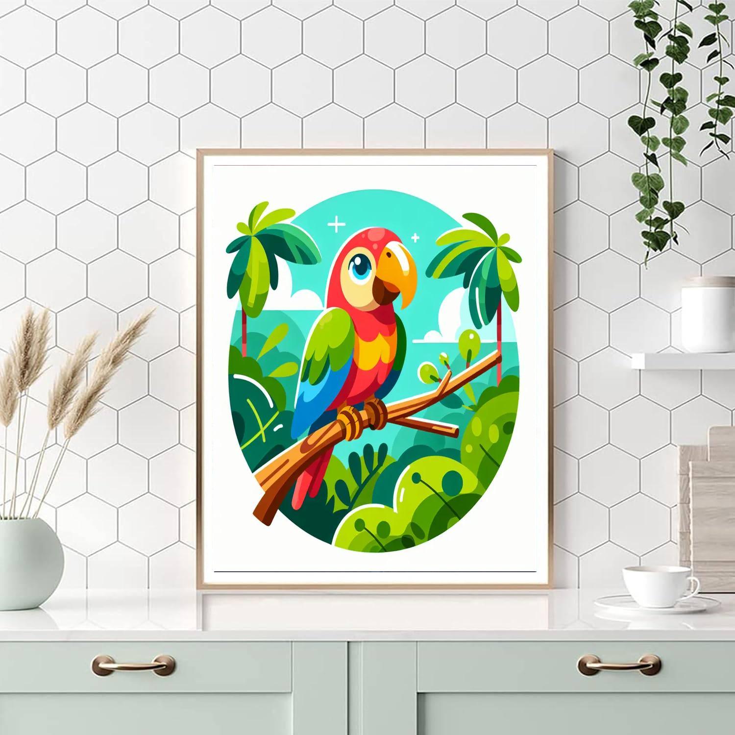 Jovial Parrot Perch Painting By Numbers Kit