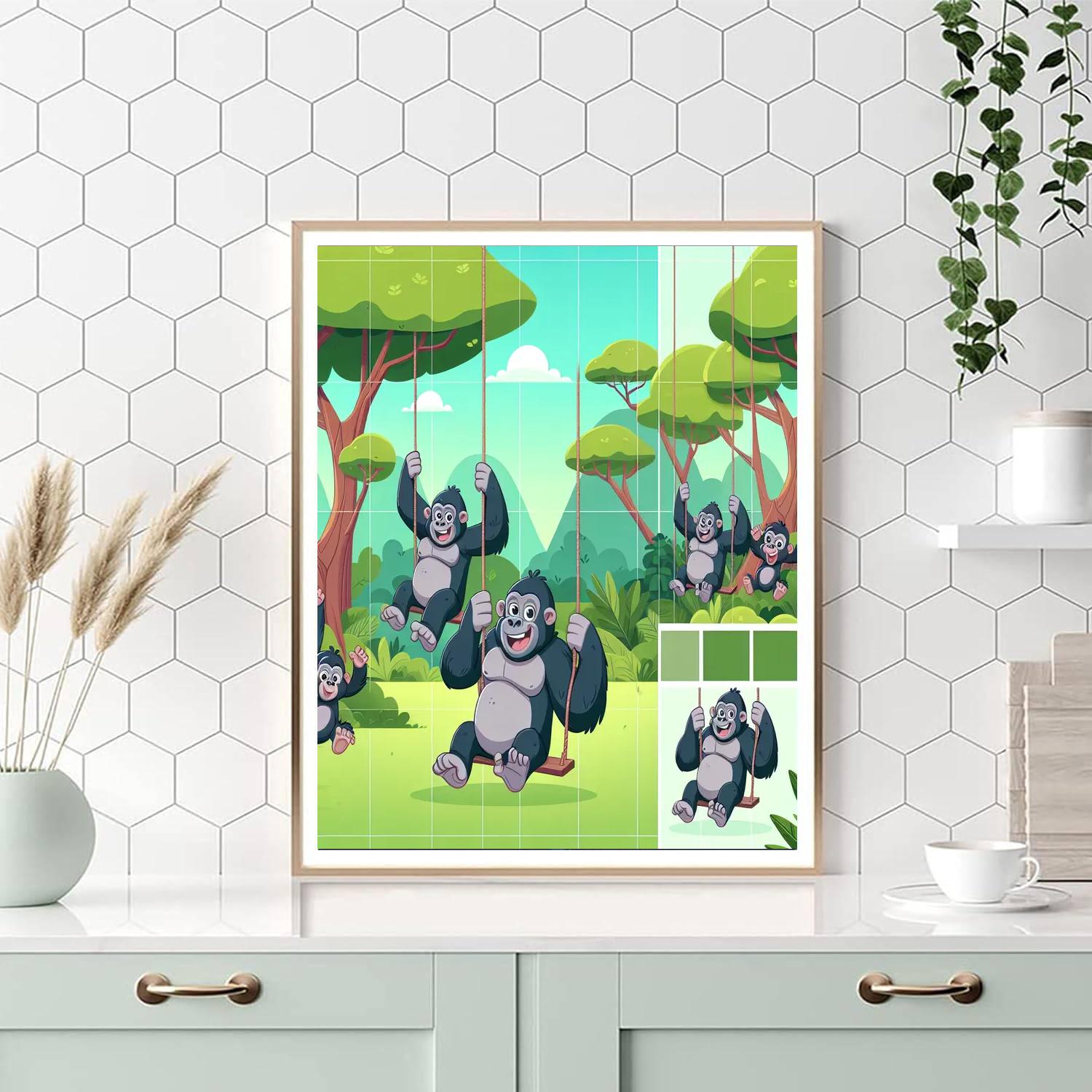 Giggly Gorilla Grove Number Painting