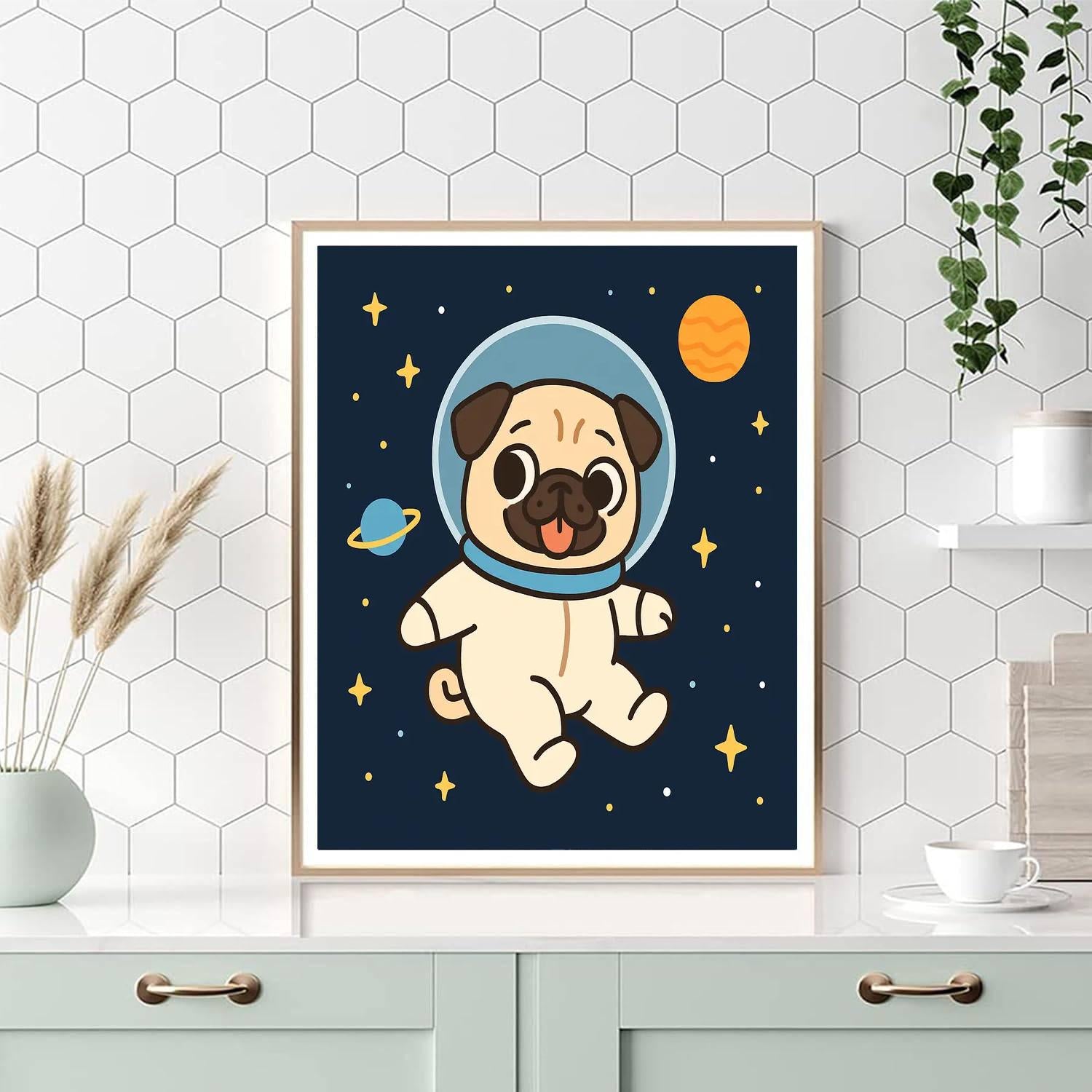 Astronaut Pug Numbered Painting Kits