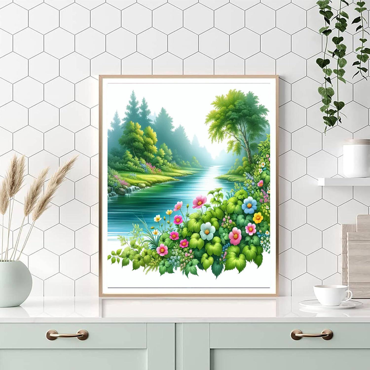 Glistening Riverbank Serenity Paint By Number