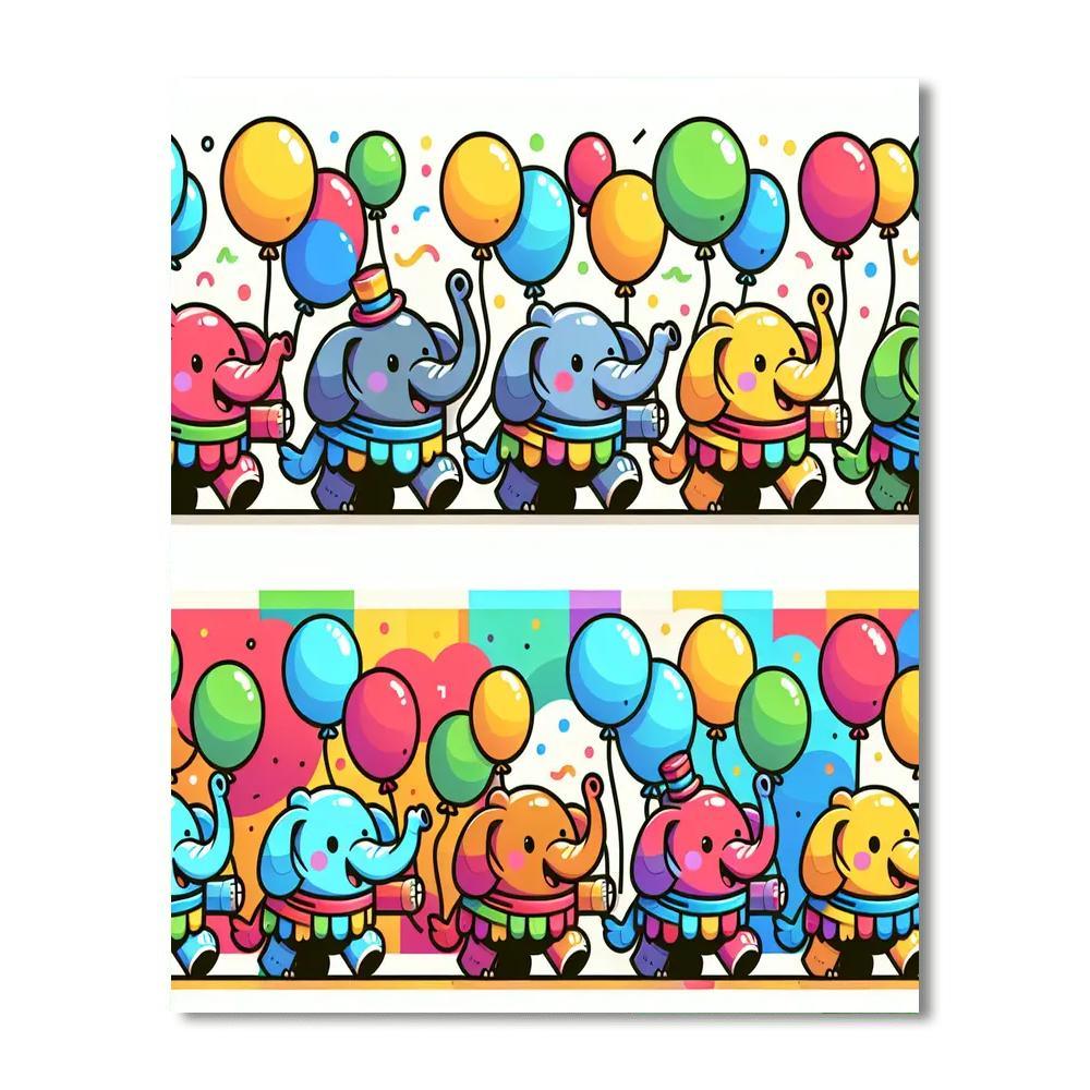 Gleeful Elephant Parade Paint By Number