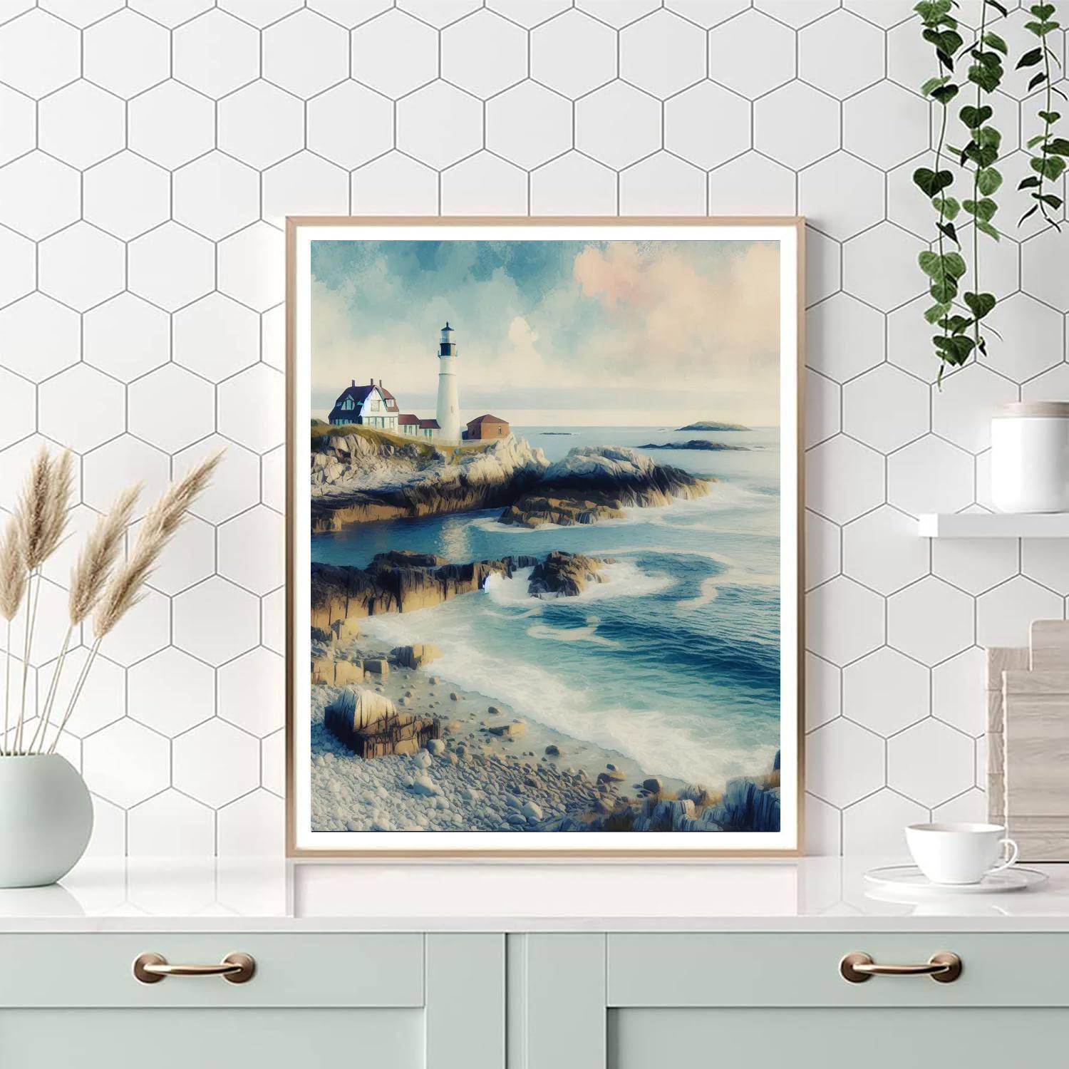 Lighthouse Coastline Peace DIY Paint By Numbers