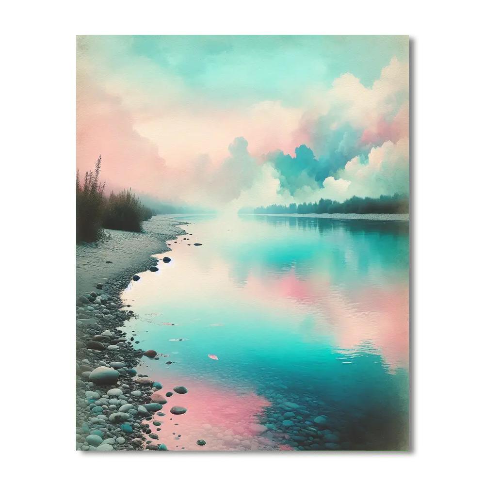 Pastel Riverbank Painting Number Kit