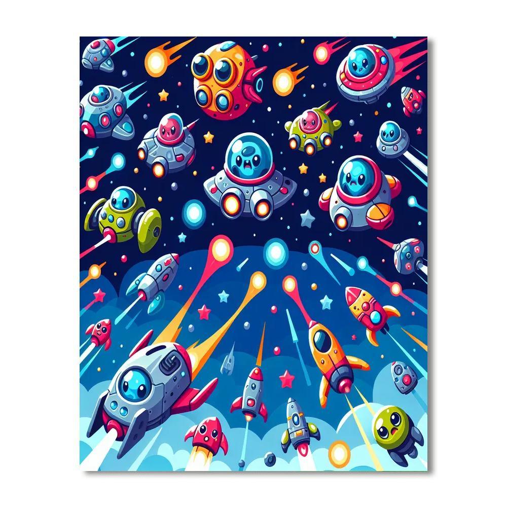 Galactic Space Battle Painting By Numbers Kit