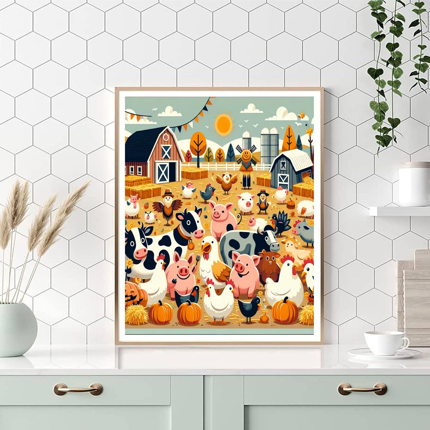 Festive Farmyard Frolic Paint By Numbers Art