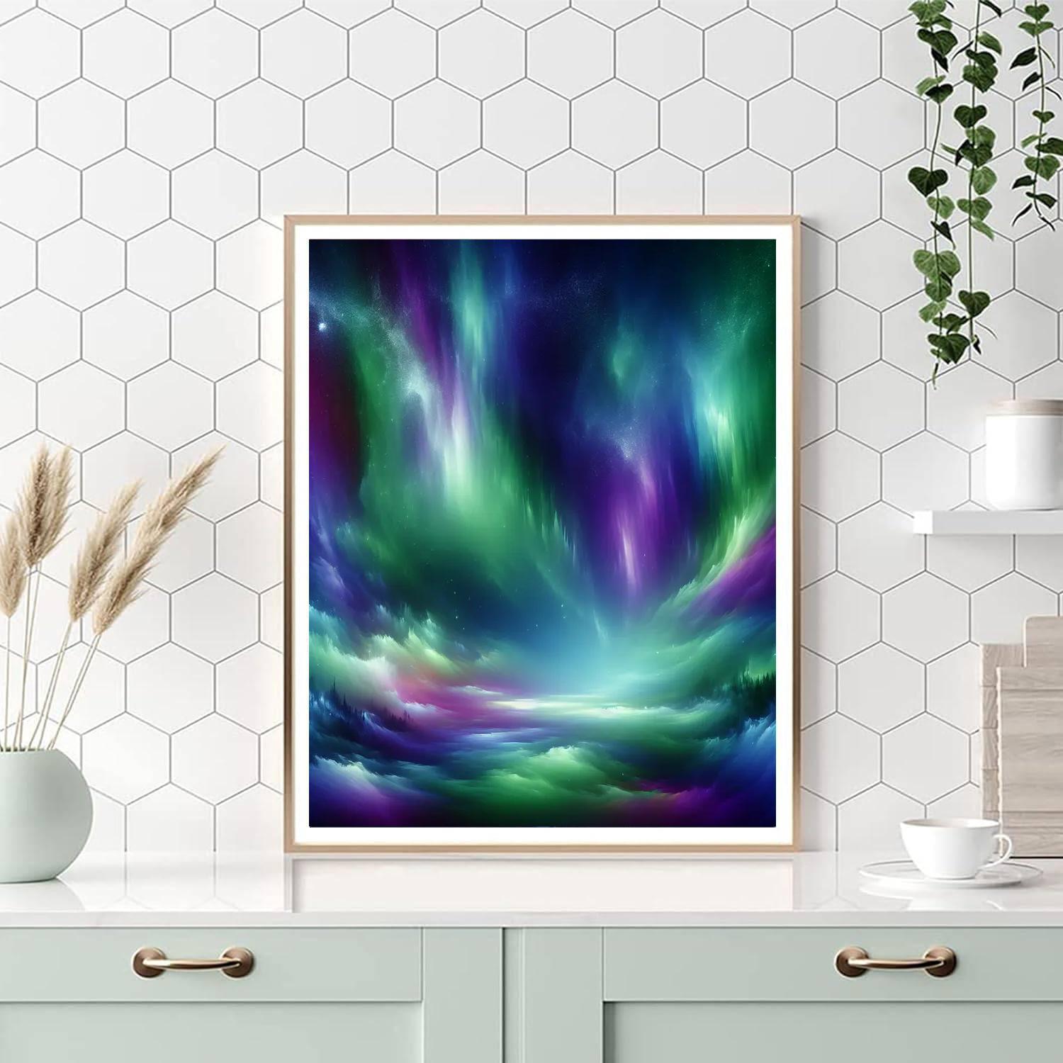 Majestic Aurora Borealis Number Painting