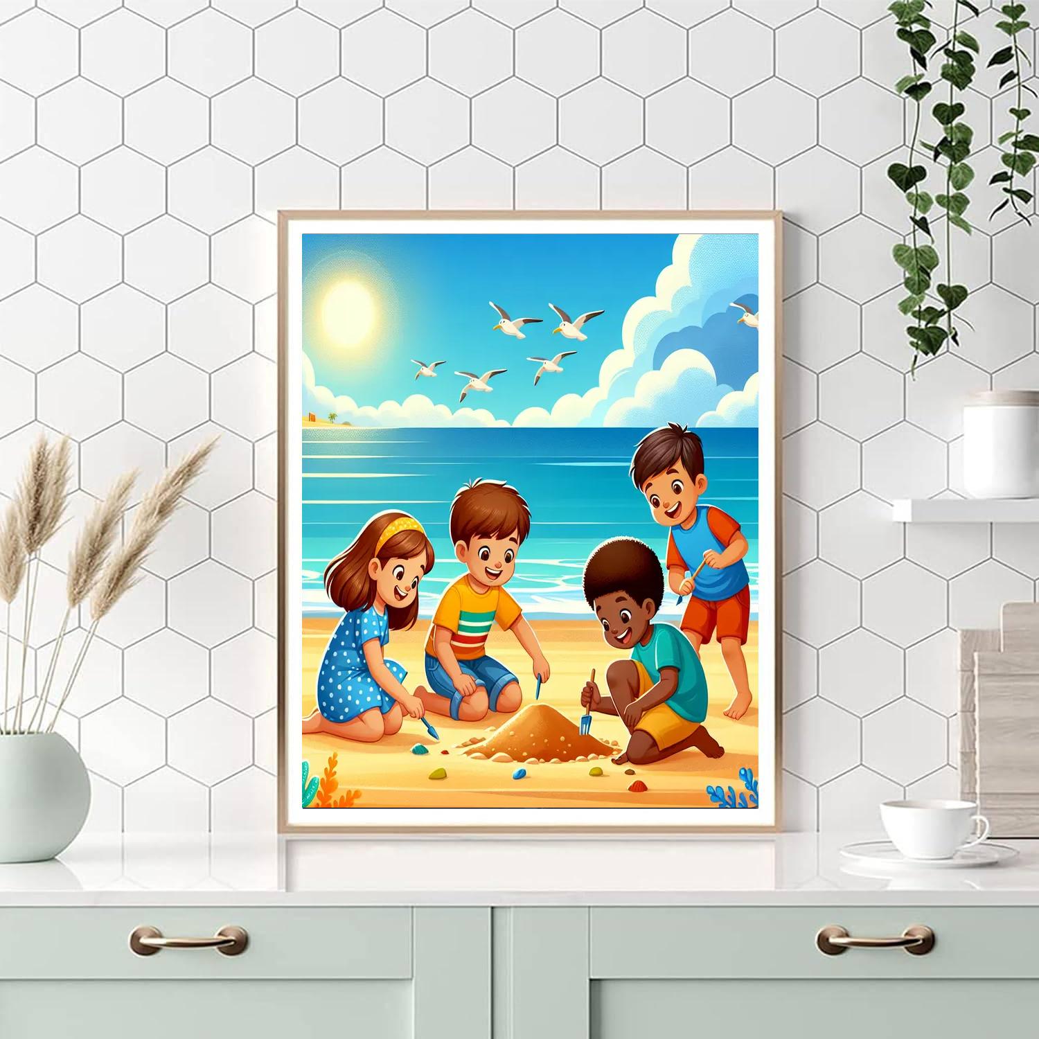 Sandy Beach Treasure Hunt Number Painting