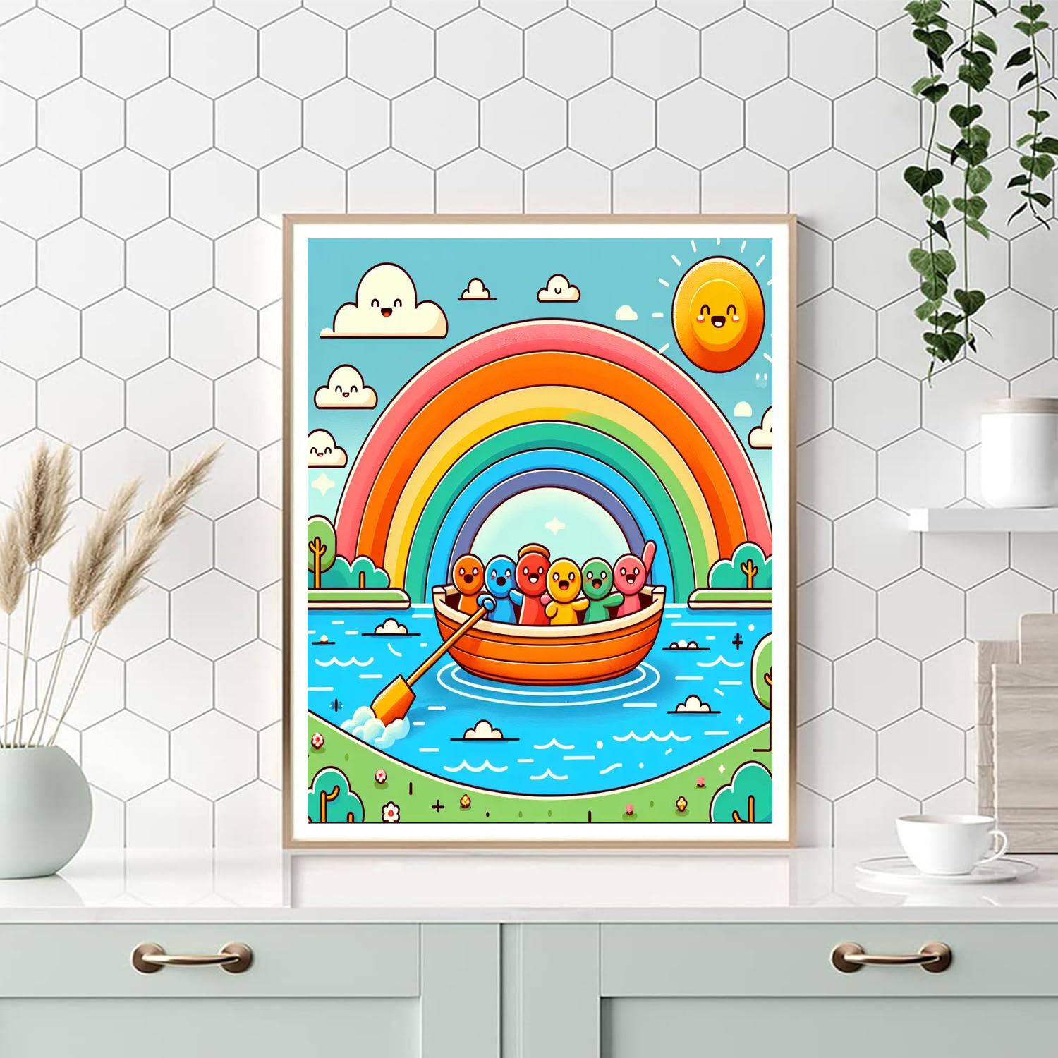 Sailing On A Rainbow Boat DIY Paint By Numbers