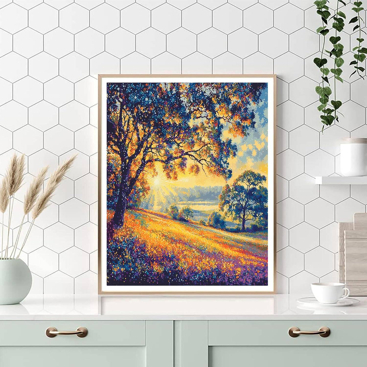 Georges Seurat Inspired Euphoric Sunburst  Paint By Numbers Art