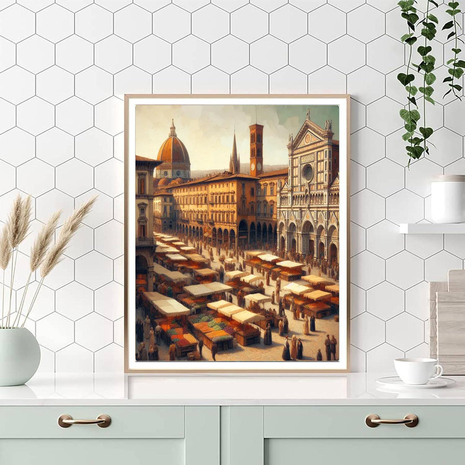 Bustling Italian Piazza Number Painting