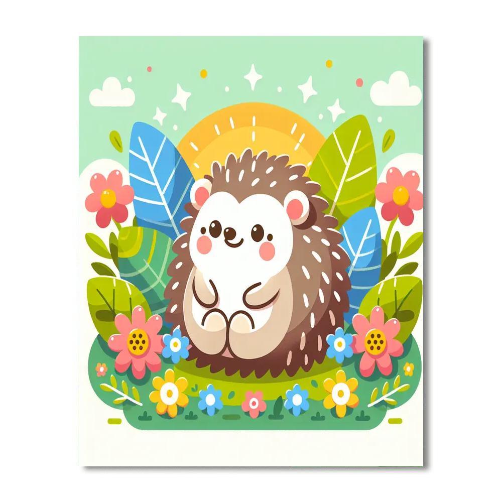 Cute Baby Hedgehog Number Painting