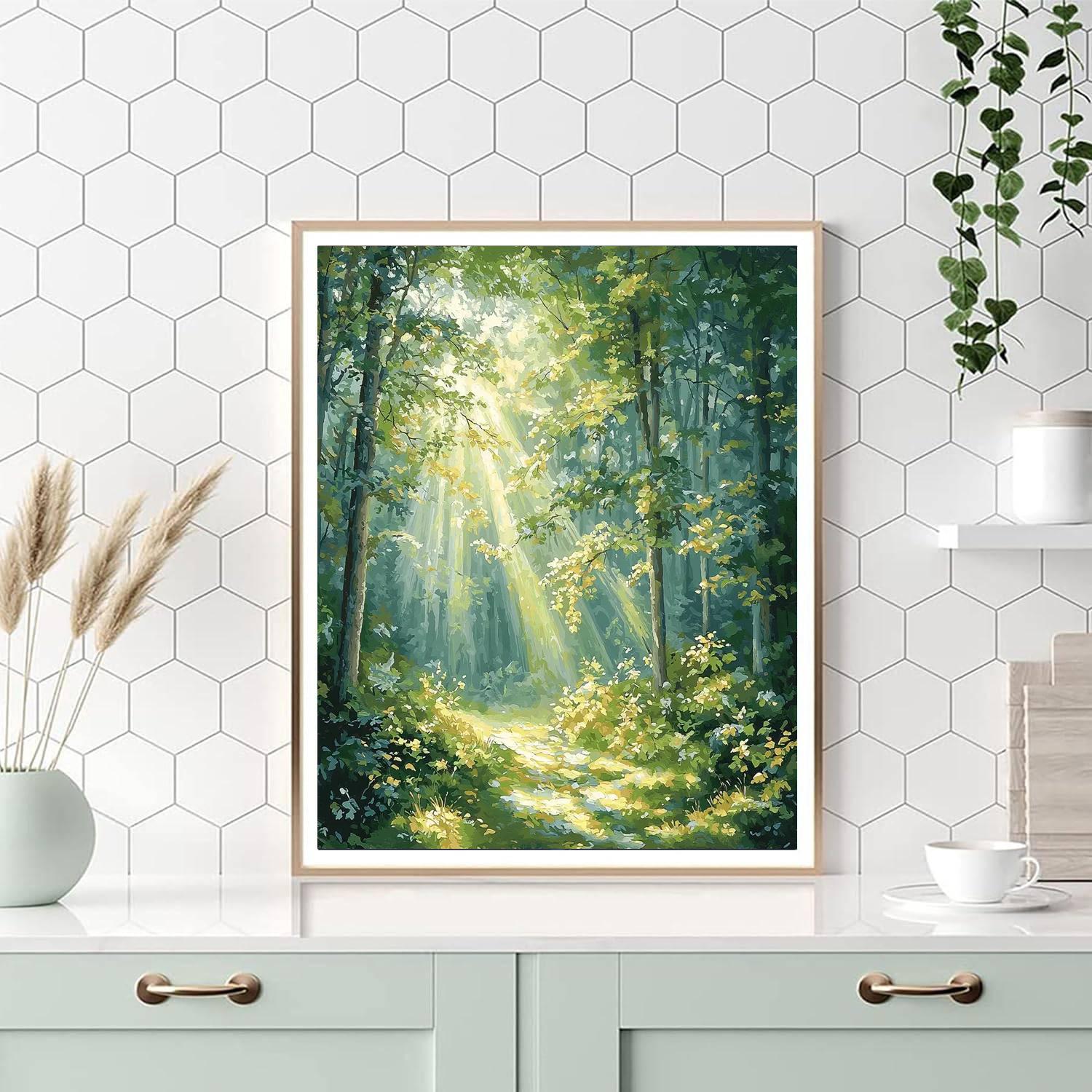 Leonardo Da Vinci Inspired Gentle Forest Light  Paint By Number