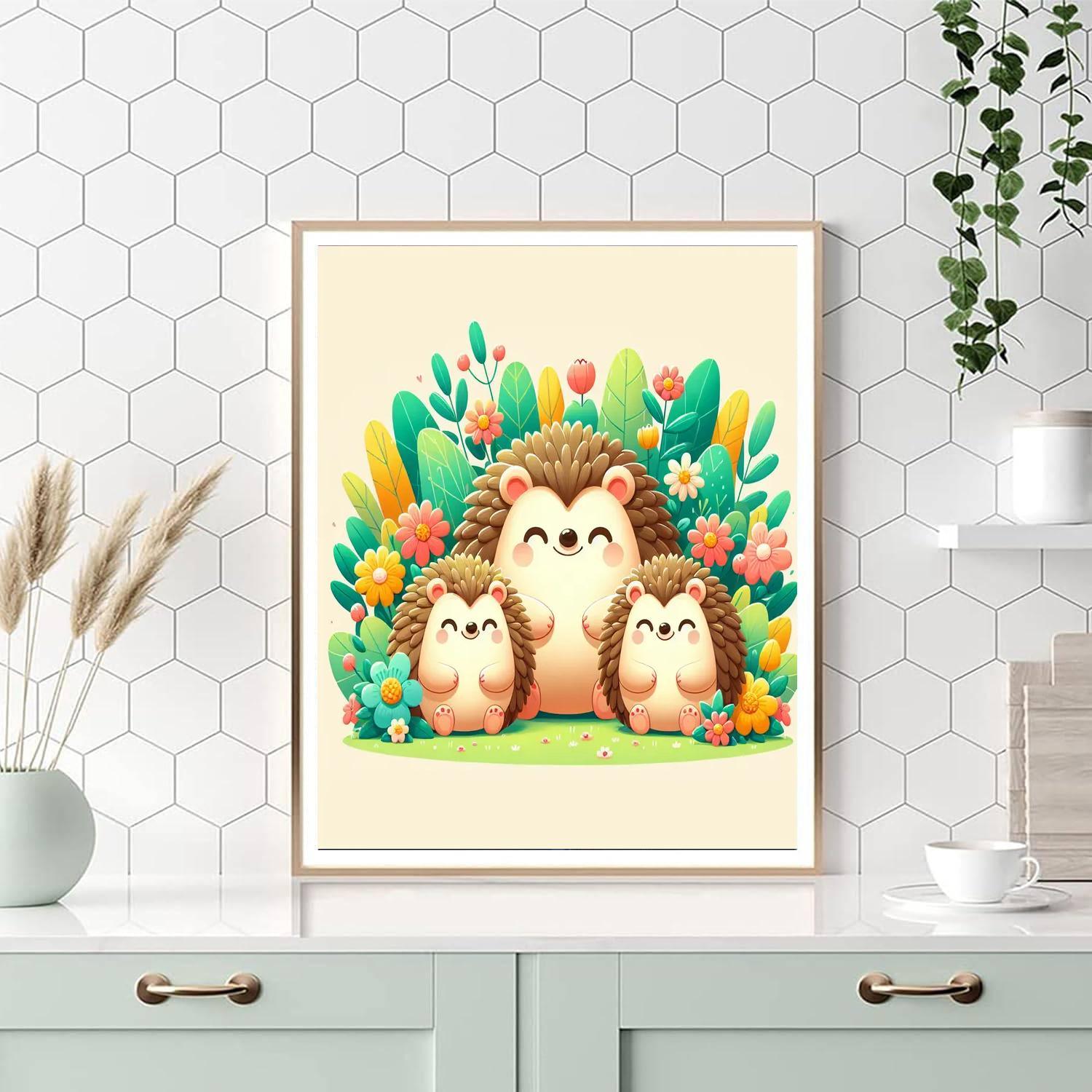 Cheerful Hedgehog Family Painting By Numbers Kit