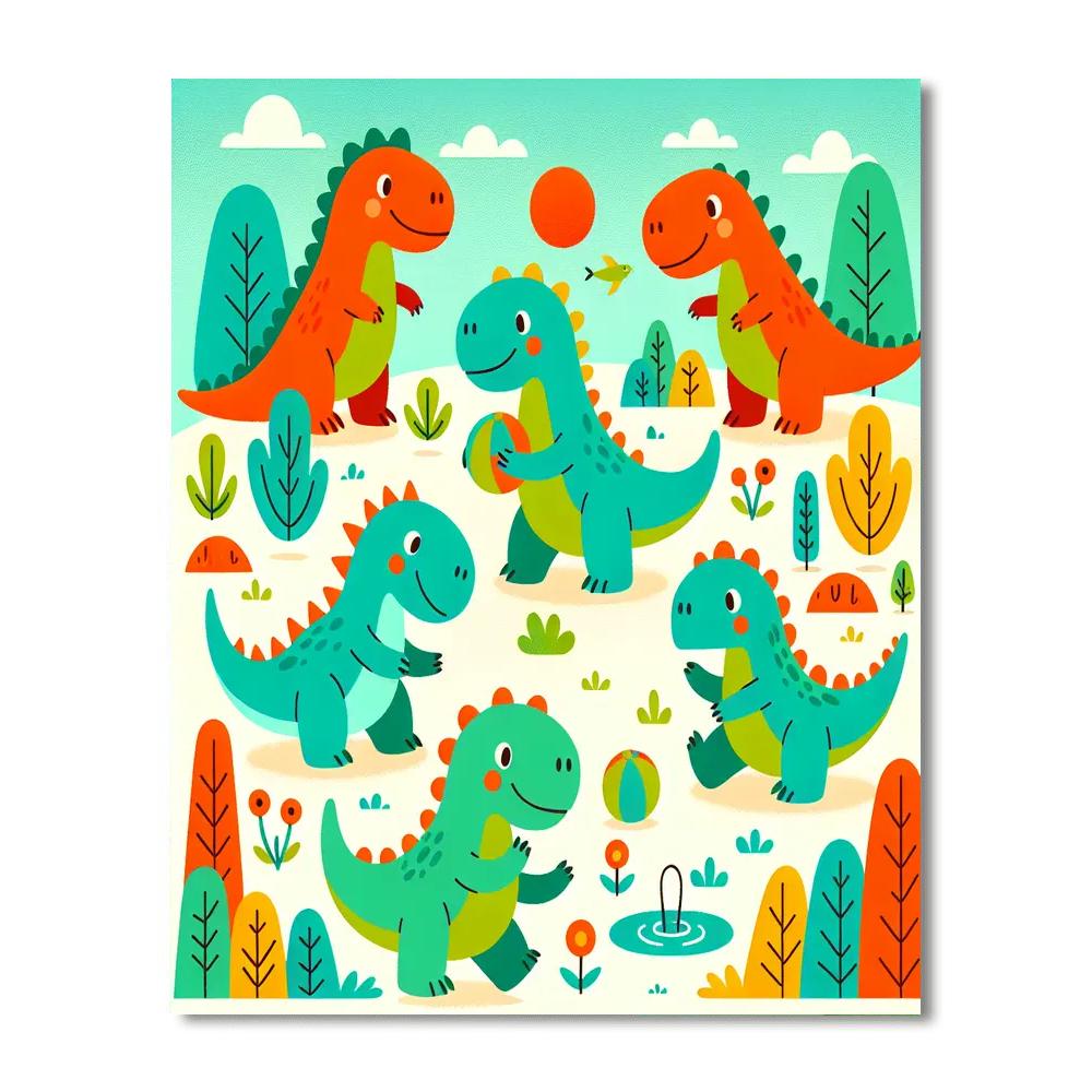 Incredible Dinosaur World Number Painting
