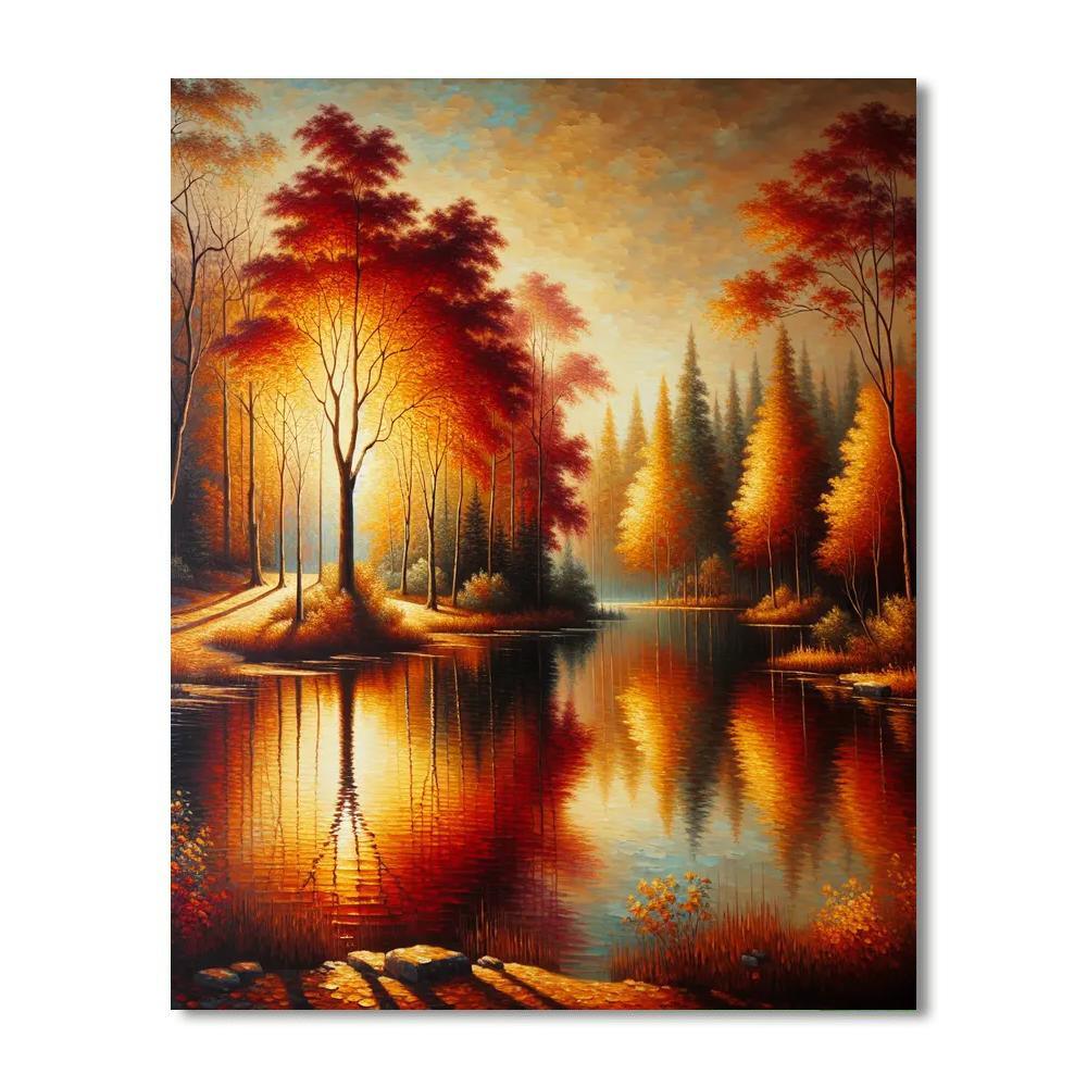 Lakeside Autumn Reflections Painting By Numbers Kit