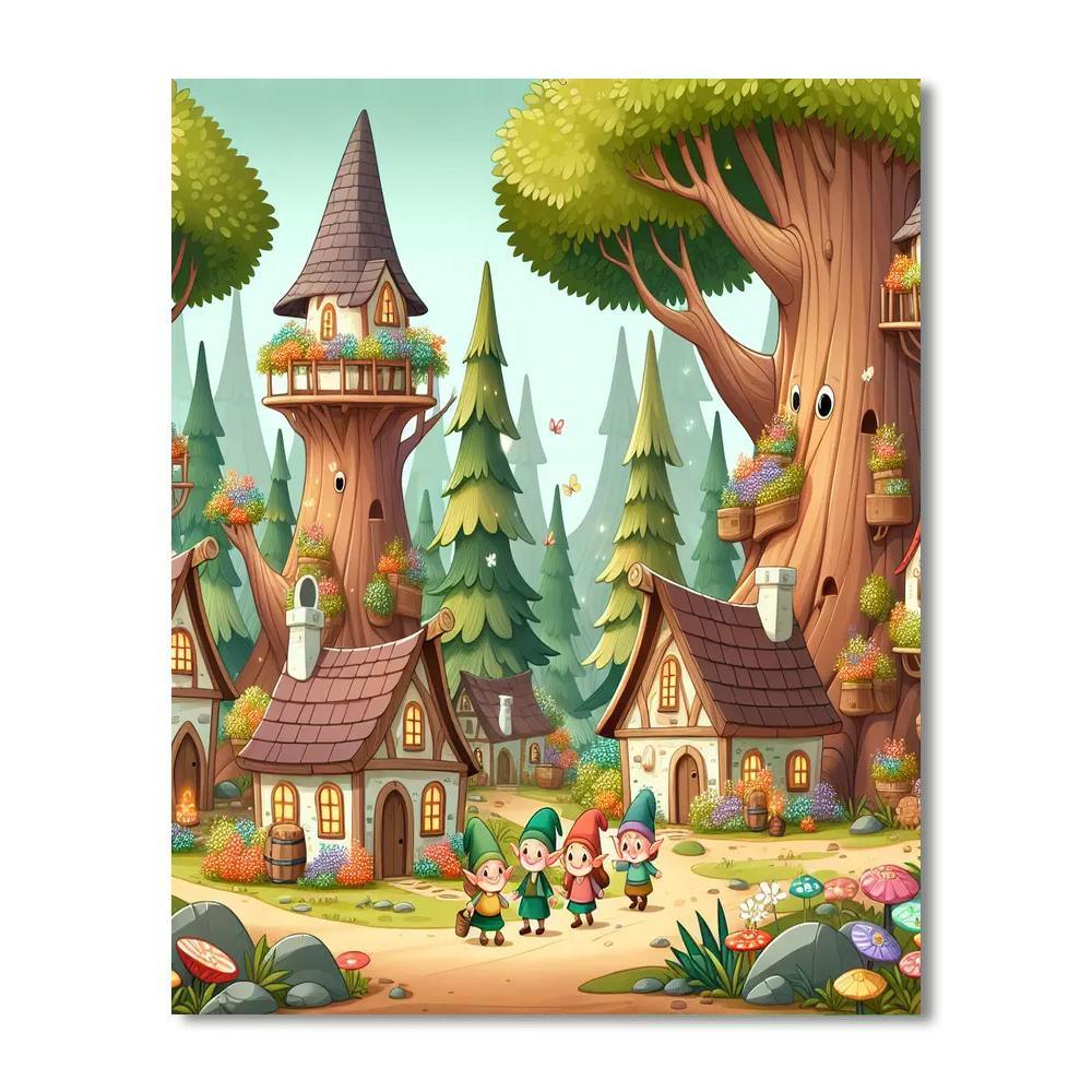 Fantasy Elf Village Paint By Color