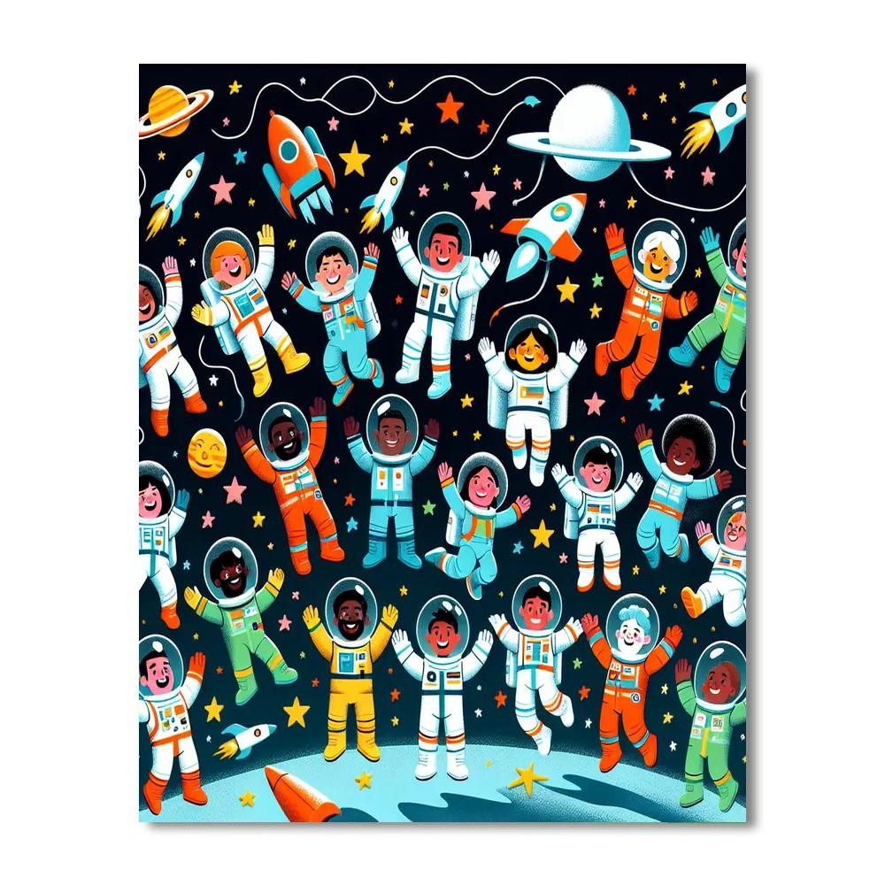 Adventurous Space Cadets Paint By Numbers Art