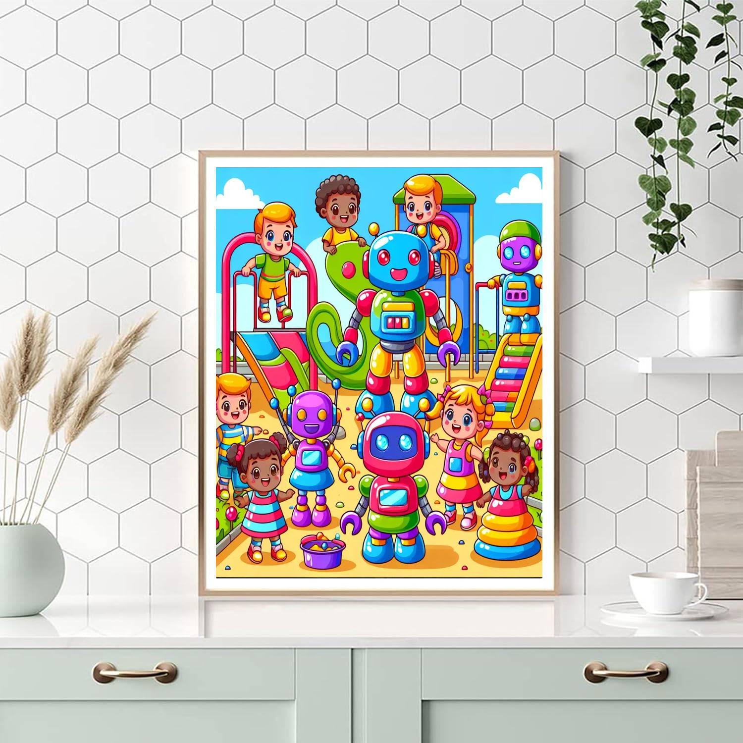 Robot Adventure Playground Numbered Painting Kits