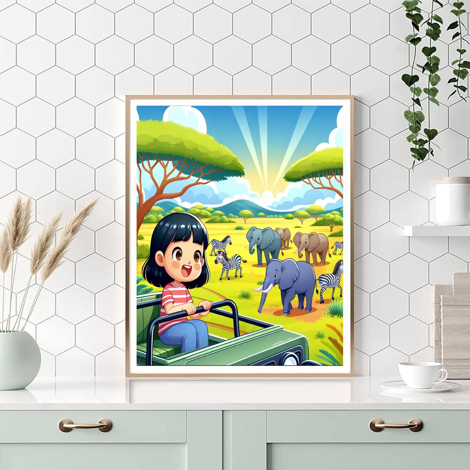 Wildlife Sanctuary Safari Painting Number Kit