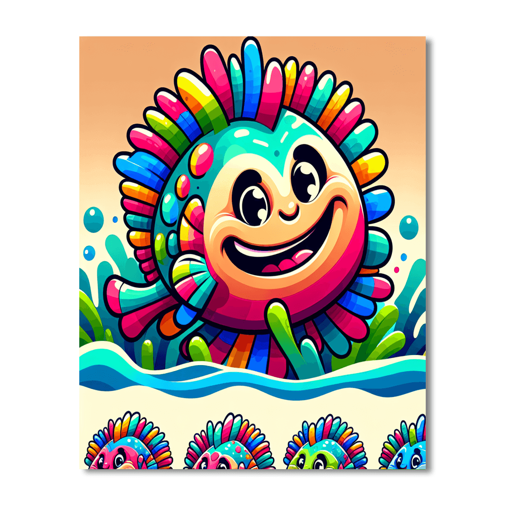 Whimsical Rainbow Fish Number Painting