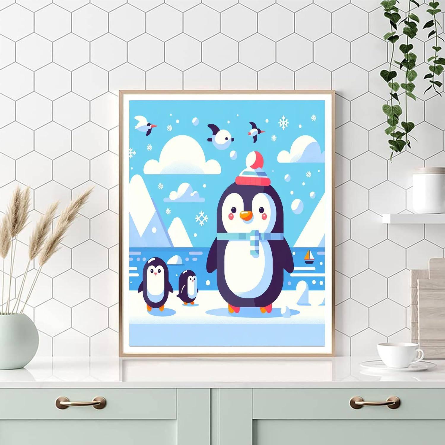 Penguin's Arctic Adventure Paint By Numbers Art