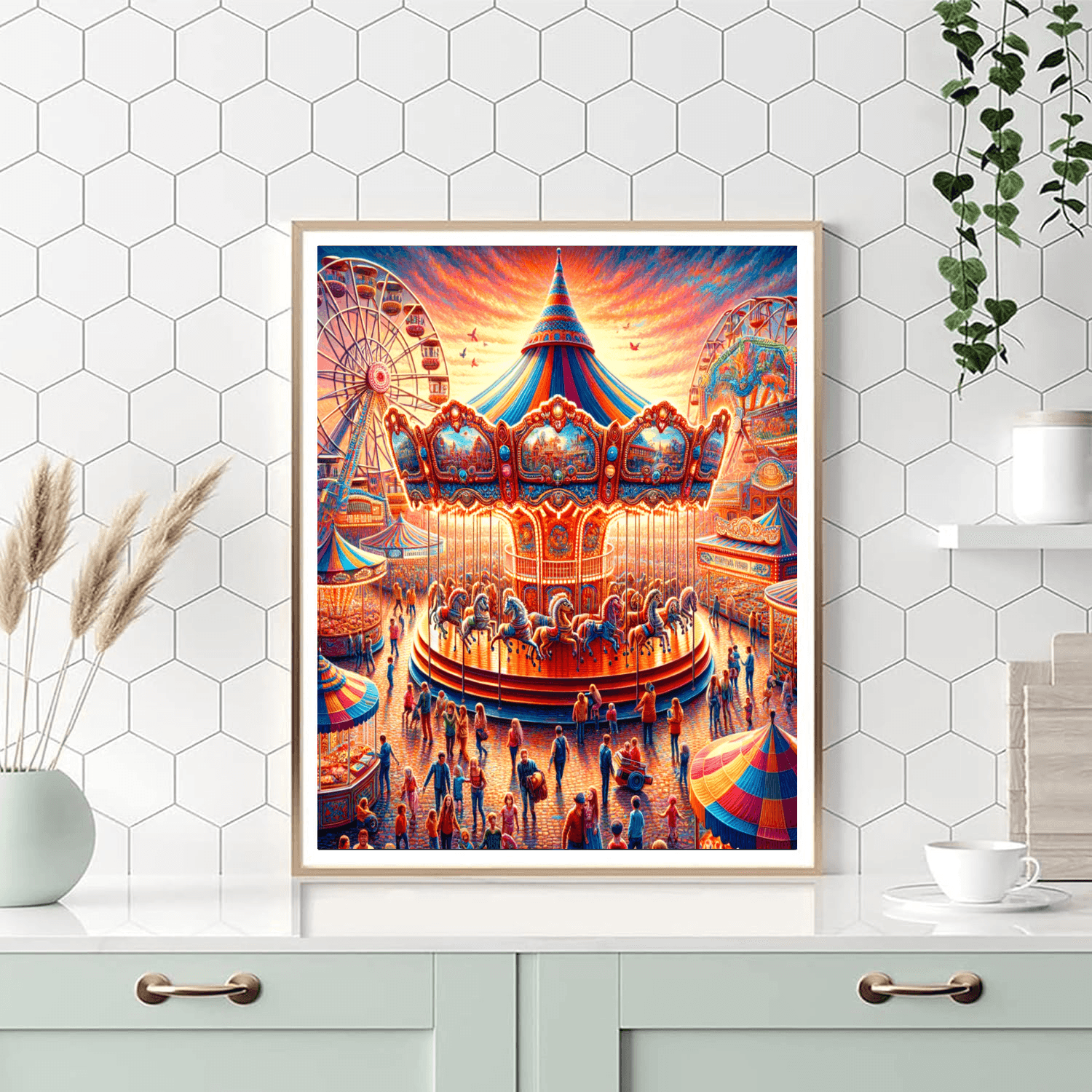 Joyful Carnival Scene Number Painting