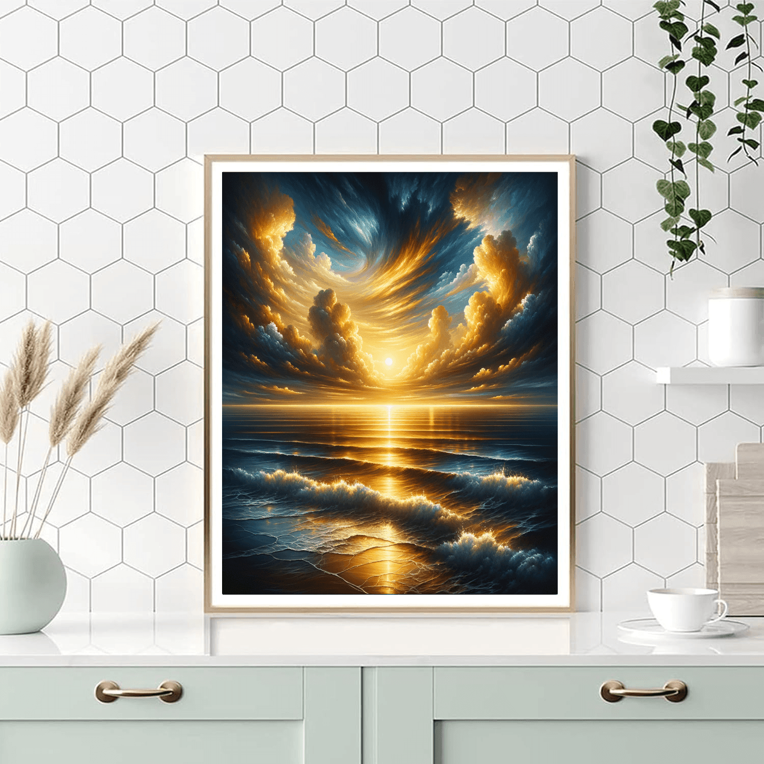 Golden Sunset Over The Ocean Paint By Numbers
