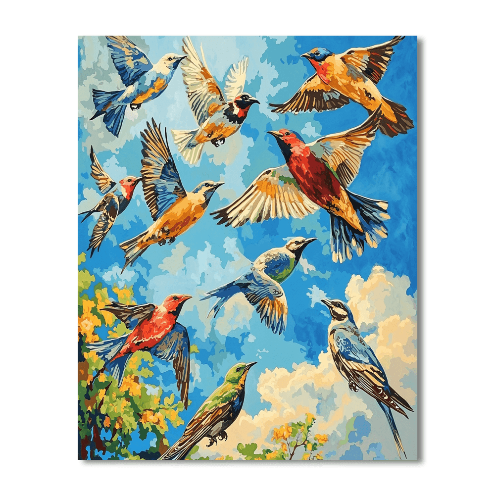 John James Audubon Inspired Graceful Birds In Flight  Paint By Numbers Art