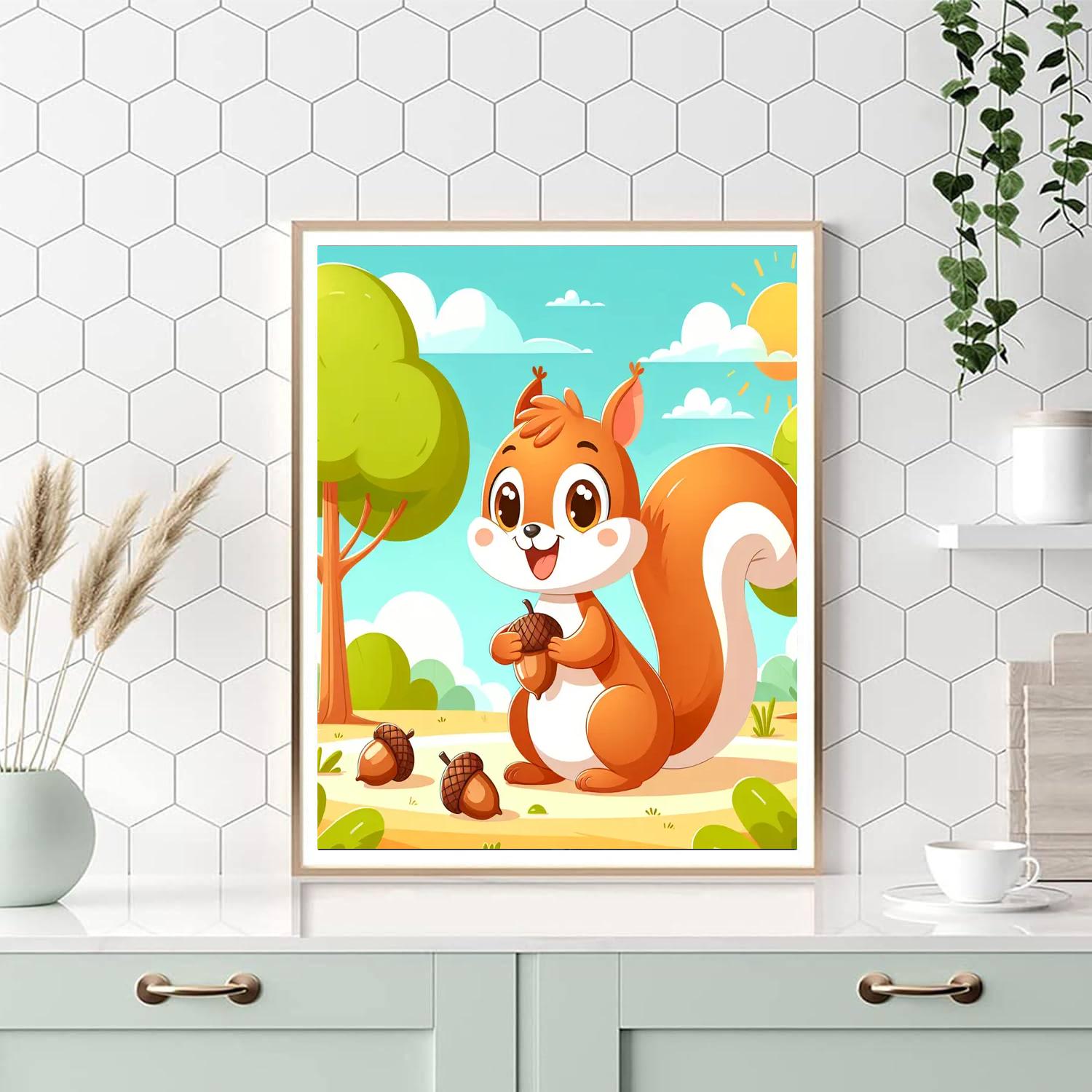 Spirited Squirrel Number Painting
