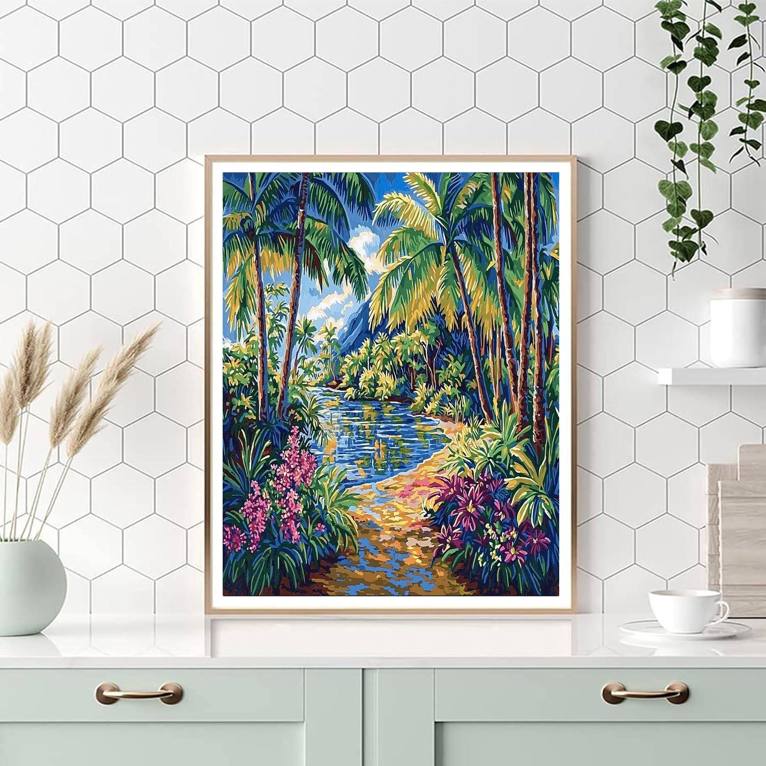 Paul Gauguin Inspired Tropical Paradise Vista  Number Painting