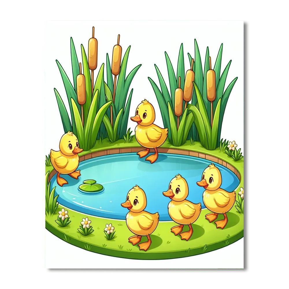 Waddling Ducks Paint By Numbers Art