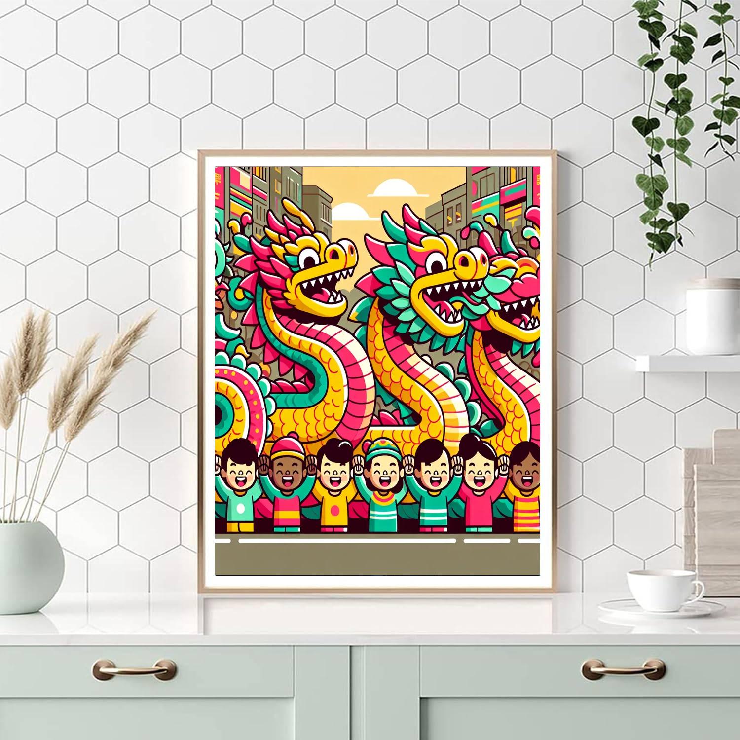 Mystical Dragon Parade DIY Paint By Numbers