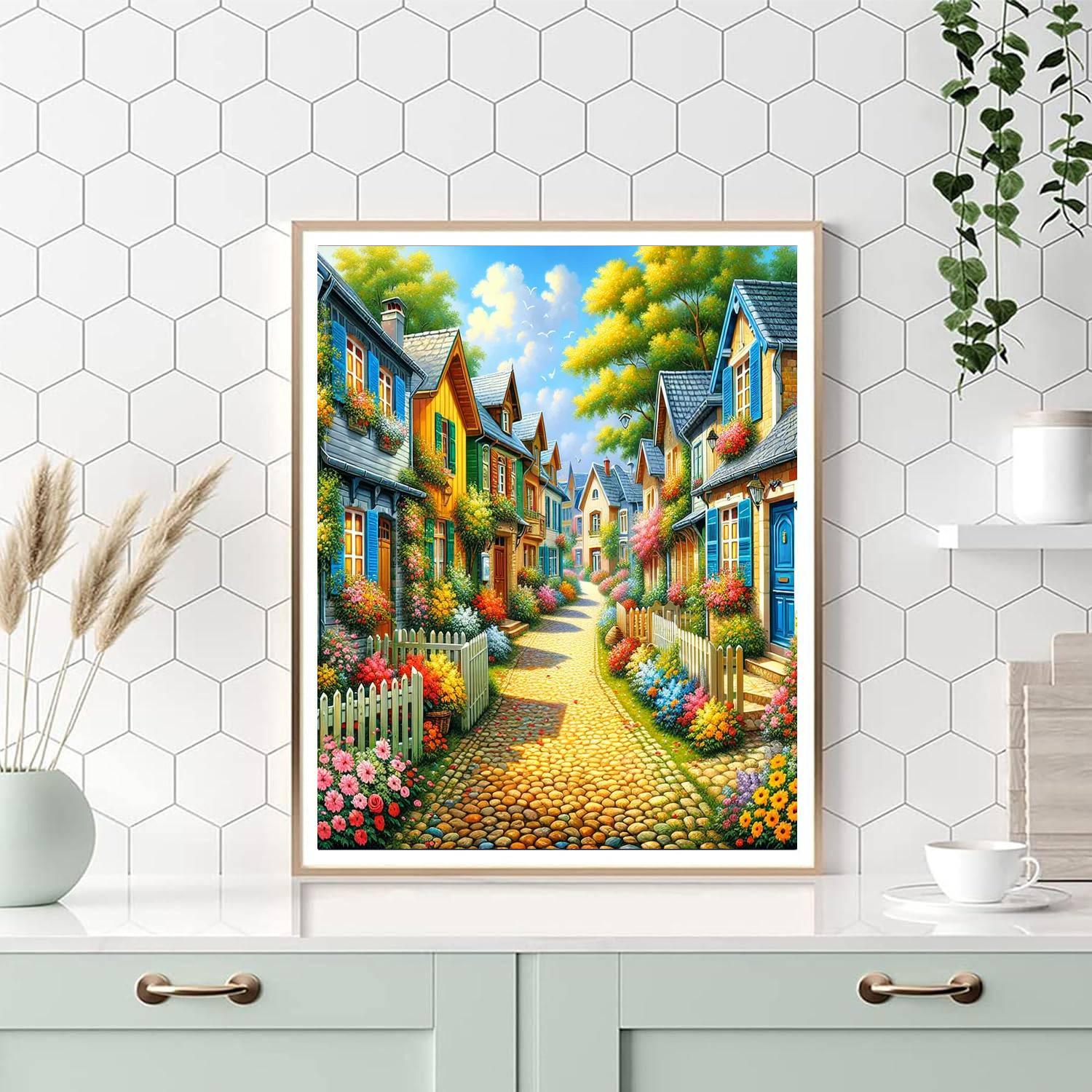 Charming Village Pathway Paint By Numbers Art
