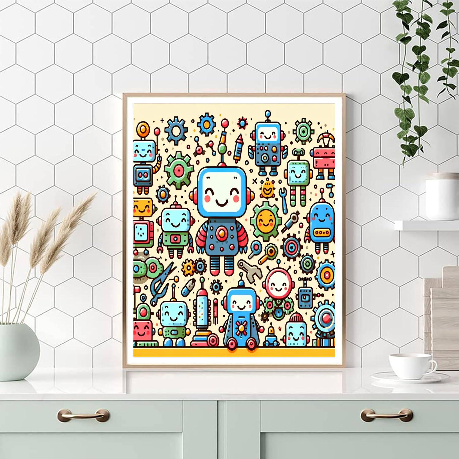Happy Little Robots Paint By Number
