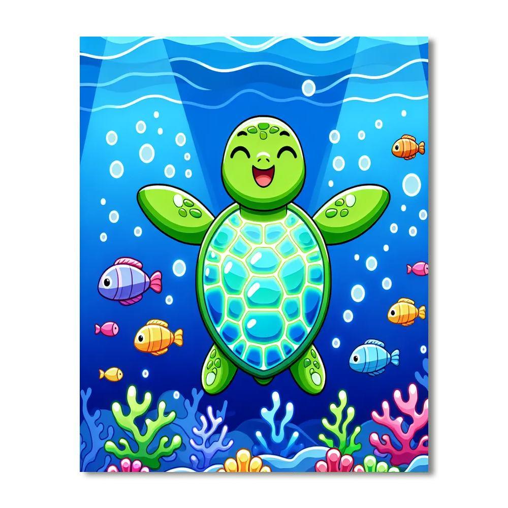 Sunny Sea Turtle DIY Paint By Numbers