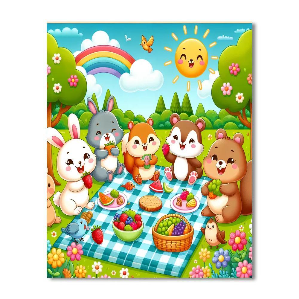 Animal Friends' Summer Picnic Paint By Number