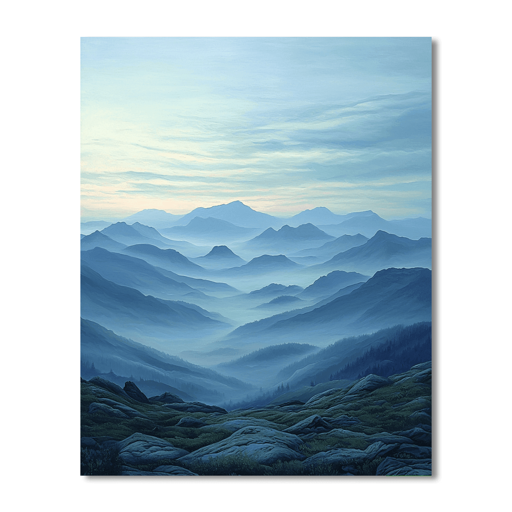 Caspar David Friedrich Inspired Misty Mountain Adventure  Painting By Numbers Kit