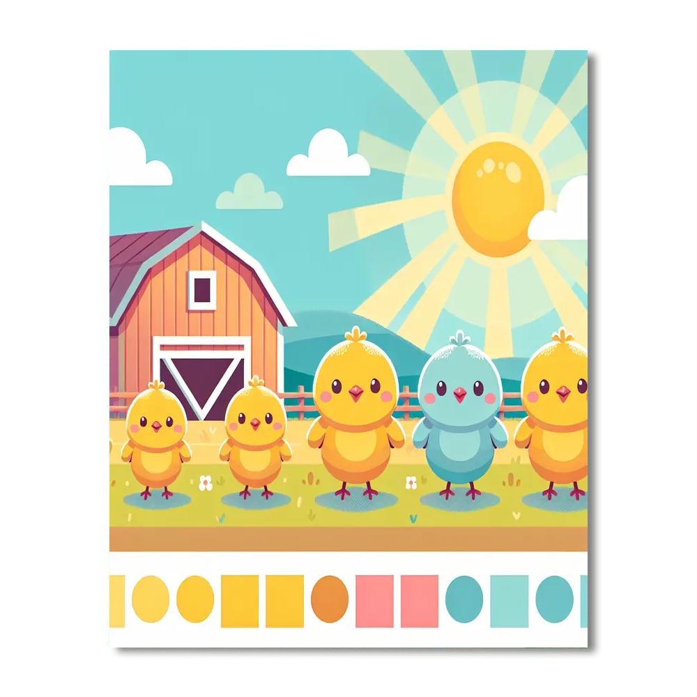 Cheery Chick Parade Painting By Numbers Kit