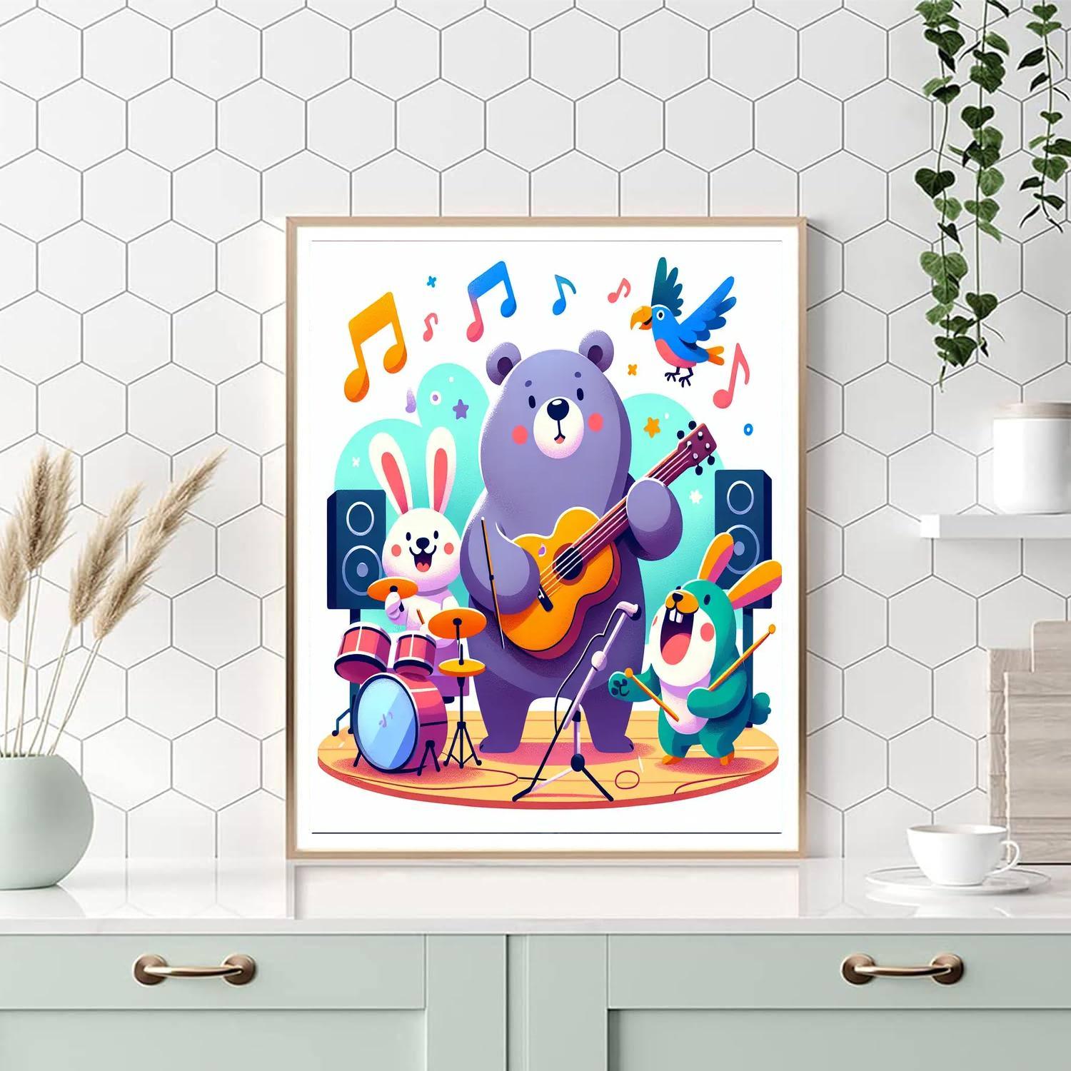 Funky Animal Rock Band Paint By Numbers Art