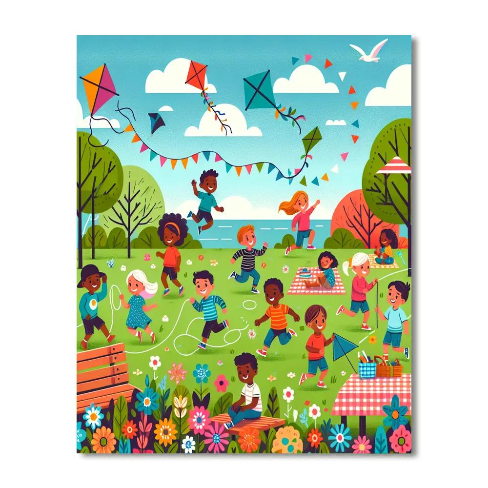Outdoor Play Day Paint By Numbers Art